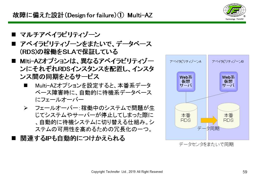 故障に備えた設計（Design for failure）①　Multi-AZ：「ISMSクラウドセキュリティ」入門コースより